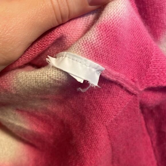 J Crew Cashmere Crew Neck Sweater Tie Dye Pink - Picture 7 of 7